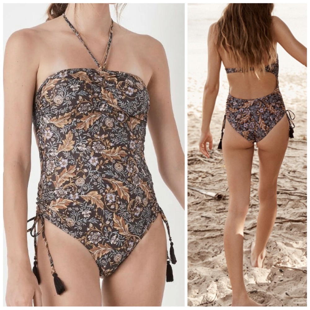 Spell & The Gypsy NWT Oasis Ruched One Piece Swimsuit Nightshade, XS